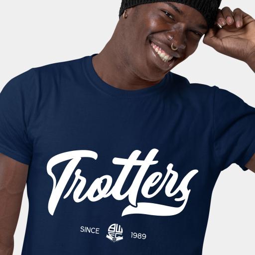 Bolton Wanderers FC Rubber Print Men's T-Shirt - Navy