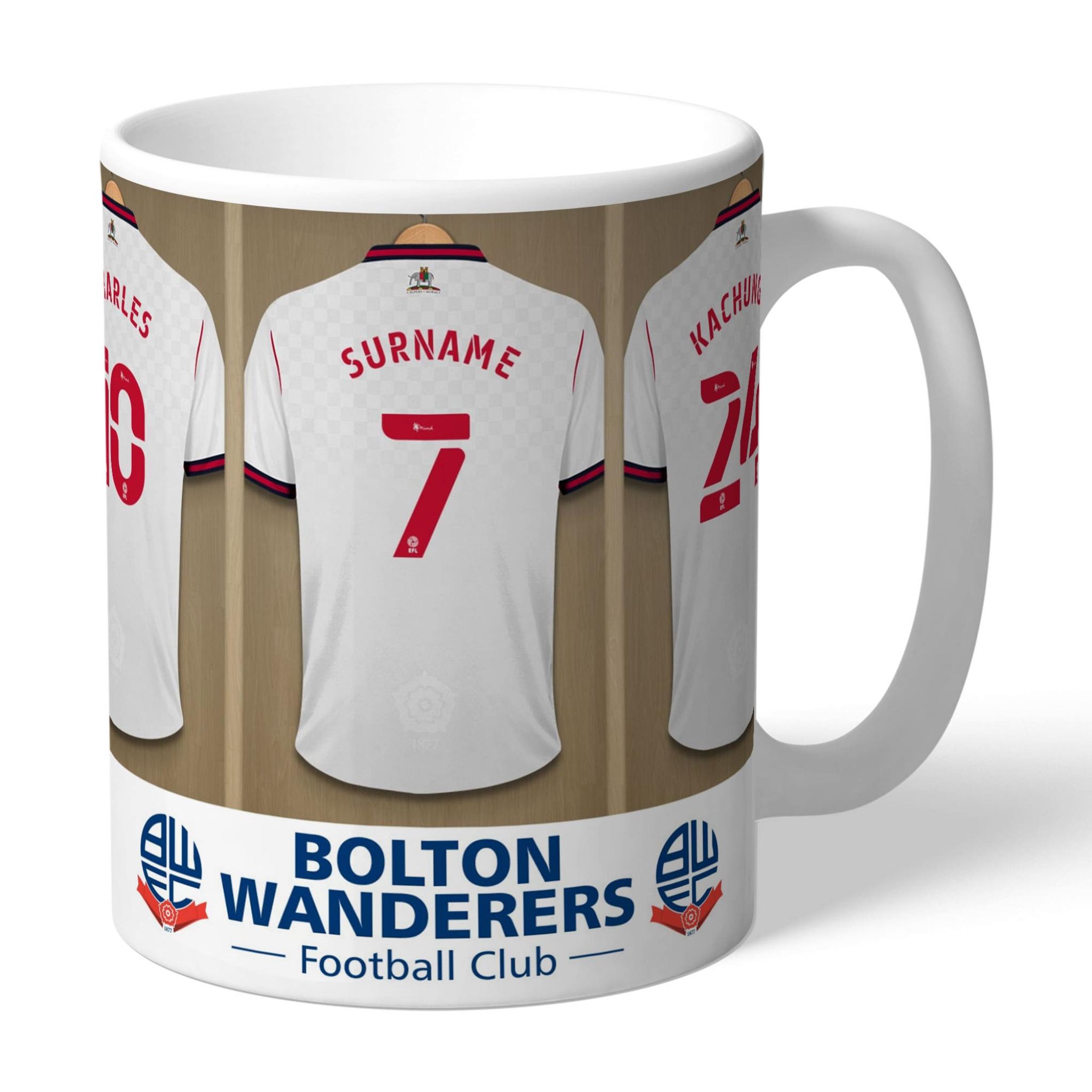 Dressing Room Shirt Mug PERSONALISED Bolton Wanderers FC Gifts Official